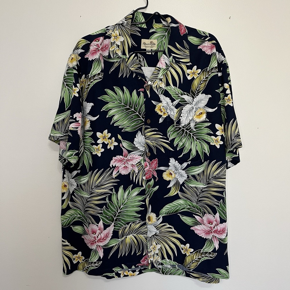 Paradise Bay Hawaiian Button Up Shirt Made in Hawaii Mens XL Vacation Tropical